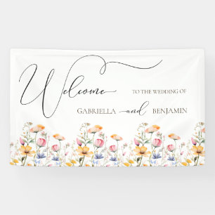 Banderoles Mariage du Fleur sauvage de couleurs d'aquarelle