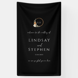 Banderoles Mariage Élégant Monogramme Cuivre Noir Terreux