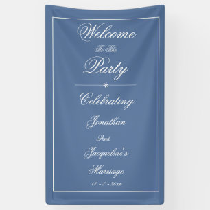 Banderoles Mariage élégant Personnalisé Chic Dusty Bleu Accue
