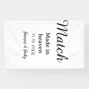 Banderoles Mariage fait au ciel nom date simple calligraphie