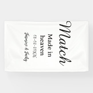 Banderoles Mariage fait au ciel nom date simple calligraphie