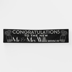 Banderoles Mariage Félicitations Chalkboard et Mason Jars