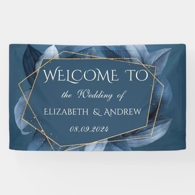 Banderoles Mariage Feuille Gold Frame (Horizontal)