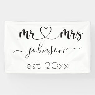 Banderoles Mariage Fiançailles Coeur M. Mme Nom personnalisé