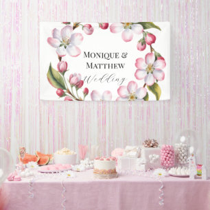 Banderoles Mariage Fleur de Cerisier Aquarelle Pommes