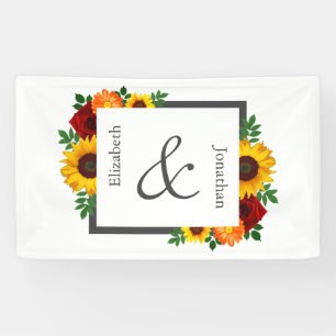 Banderoles Mariage floral au tournesol rose au coucher du sol