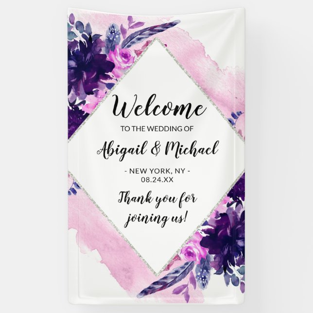 Banderoles Mariage floral enchanté (Vertical)