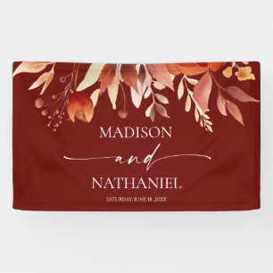 Banderoles Mariage Floral Fleur Brun Bordeaux Rouille