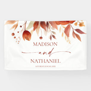 Banderoles Mariage Floral Fleur Brun Bordeaux Rouillé