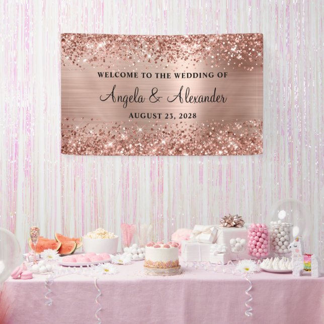 Banderoles Mariage Gold Rose Glitter Accueil (Fête)