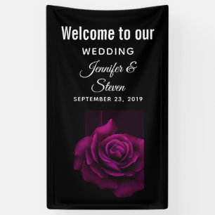 Banderoles Mariage gothique à fleurs violettes-rouges