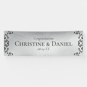 Banderoles Mariage gothique argenté et noir