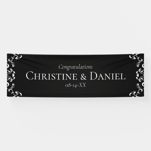 Banderoles Mariage gothique noir et blanc (Horizontal)