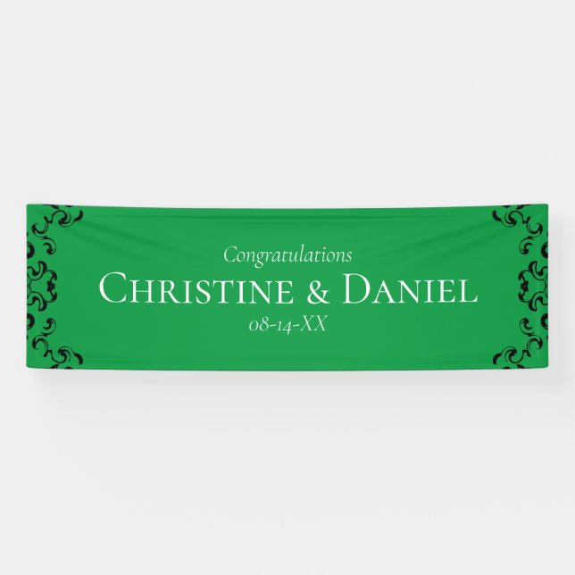 Banderoles Mariage gothique vert et noir (Horizontal)