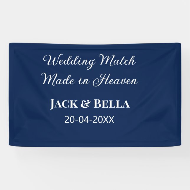 Banderoles Mariage Match fait au ciel mariage faveurs bleu (Horizontal)