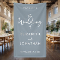 Mariage minimaliste Dusty Blue élégant Accueil