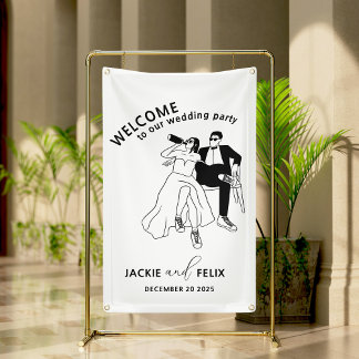 Banderoles Mariage minimaliste moderne noir et blanc