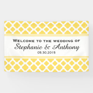 Banderoles Mariage Motif citron jaune et blanc