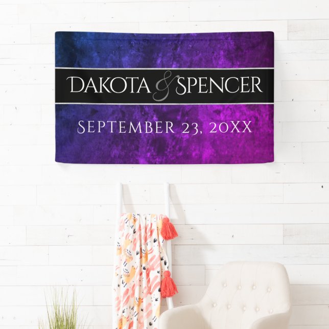 Banderoles Mariage Mystic-Topaz | Blue Purple Réception Party (En situation)