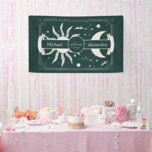 Banderoles Mariage mystique d'argent et de soleil vert