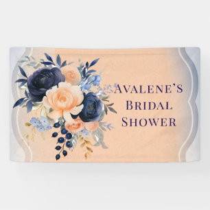 Banderoles Mariage naval bleu et pêche peint floral