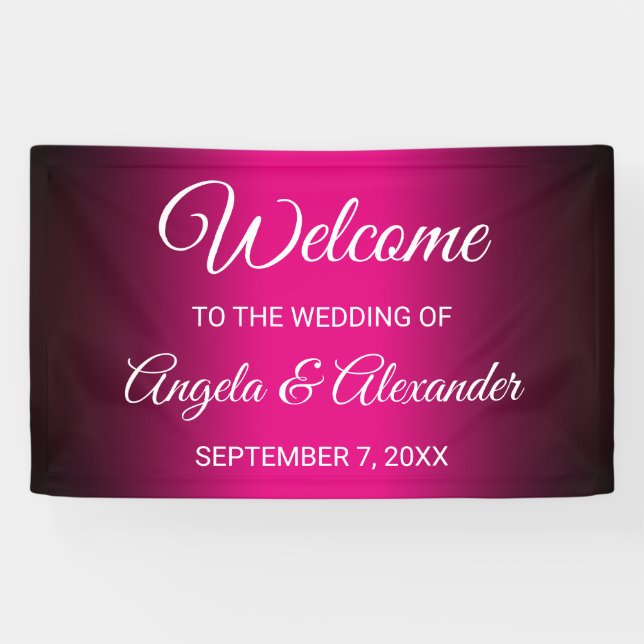 Banderoles Mariage noir et rose chaud (Horizontal)