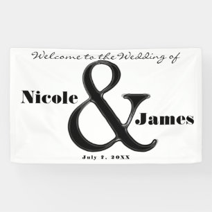 Banderoles Mariage personnalisé chic d'esperluète noire et