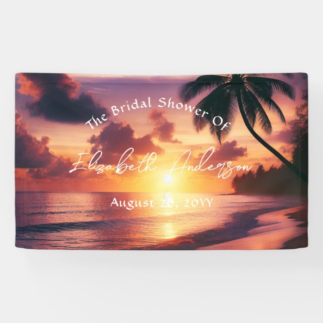 Banderoles Mariage romantique sur la plage de coucher de sole (Horizontal)