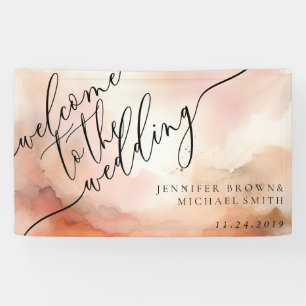 Banderoles Mariage Rose Gold Beige Aquarelle Rose