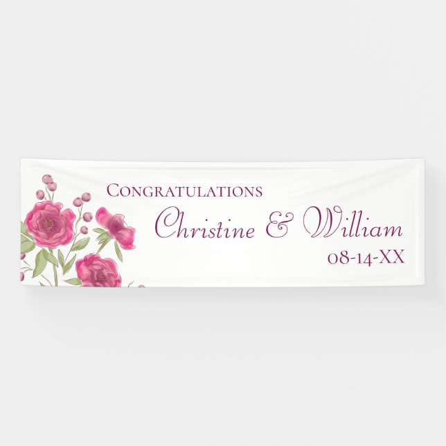Banderoles Mariage Rose Rose Clair (Horizontal)