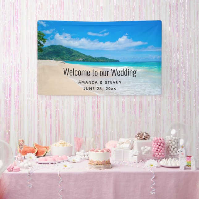 Banderoles Mariage sur une plage tropicale idyllique (Fête)