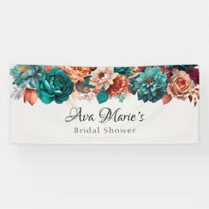 Banderoles Mariage Turquoise et Terracotta Paeony Shower