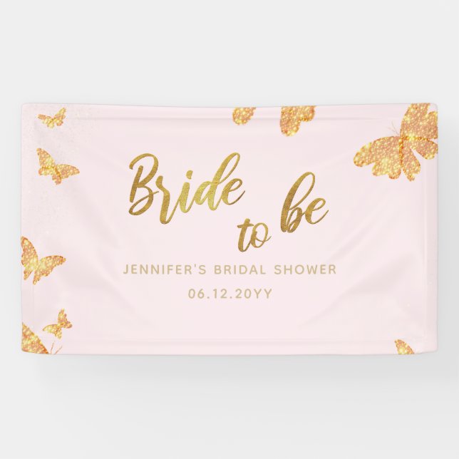 Banderoles Mariée Be Boho Gold Butterfly rose Bridal fond (Horizontal)