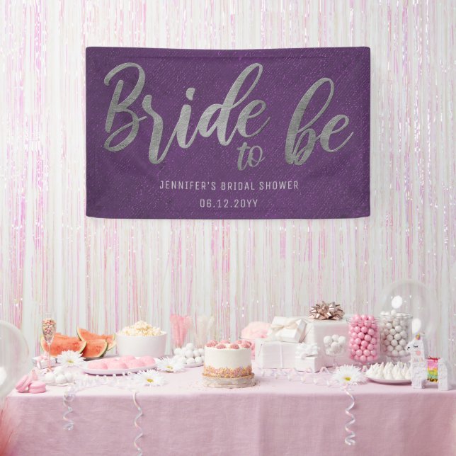 Banderoles Mariée être Silver Calligraphie Violet Fête des ma (Fête)