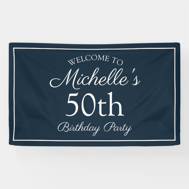 Banderoles Marine Bleu Blanc 50e anniversaire fête (Horizontal)