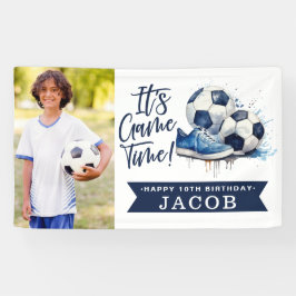 Banderoles Marine Bleu Soccer Enfants Aquarelle Photo