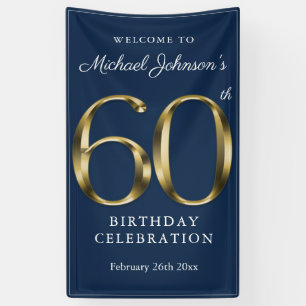 Banderoles Marine Blue Gold 60e anniversaire fête Elégant Bie