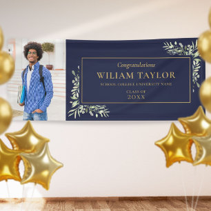Banderoles Marine Blue Gold Green Graduation Photo Félicitati