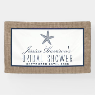 Banderoles Marine Blue Starfish Beach Burlap Fête des mariées