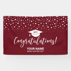 Banderoles Maroon Red Fetti Félicitations Diplôme