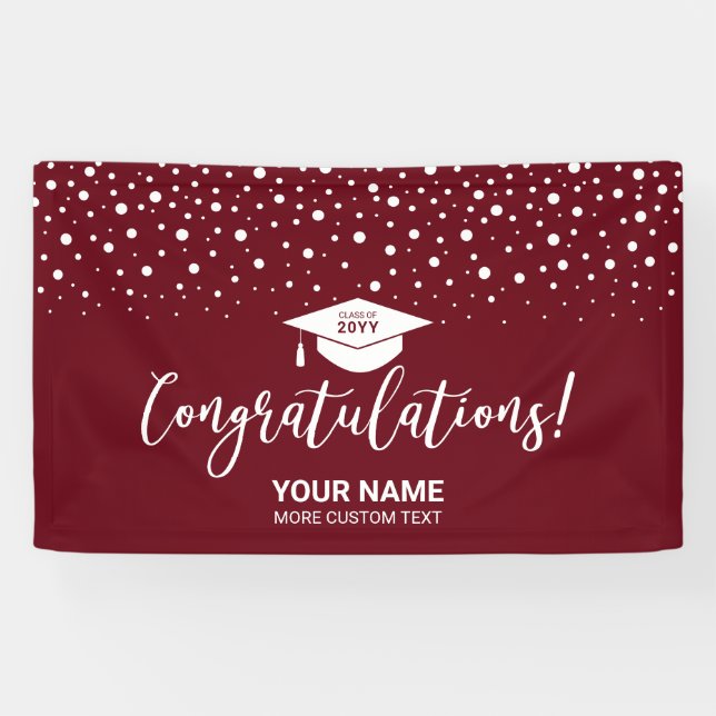 Banderoles Maroon Red Fetti Félicitations Diplôme (Horizontal)