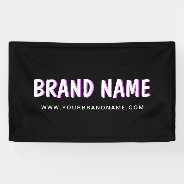 Banderoles Marque moderne White Fuchsia Nom Avec Site Interne (Horizontal)