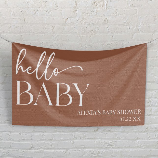 Banderoles Marron Boho Bohème Bonjour Bébé Baby Shower (Créateur téléchargé)