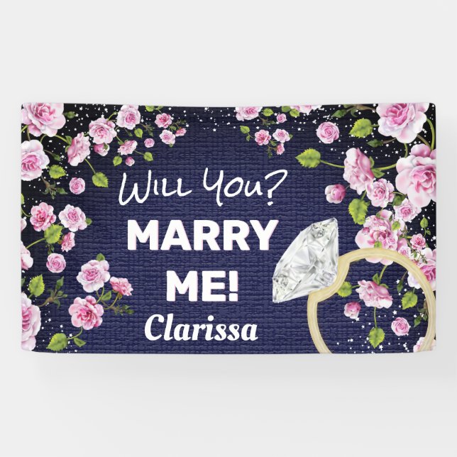 Banderoles Marry Me Diamond Floral (Horizontal)