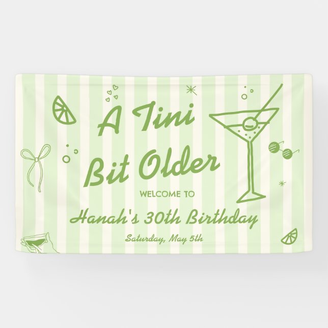 Banderoles Martini fête d'anniversaire Bienvenue (Horizontal)
