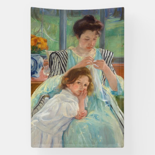 Banderoles Mary Cassatt - Jeune mère coudre (Verticale)