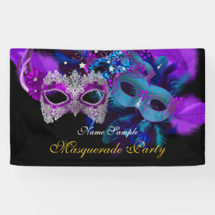Banderoles Masque de soirée dansante bleu violet rose