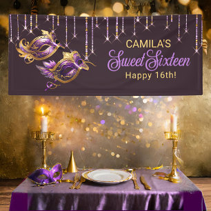 Banderoles Masquerade Masque Sweet 16 Purple Gold ID1032
