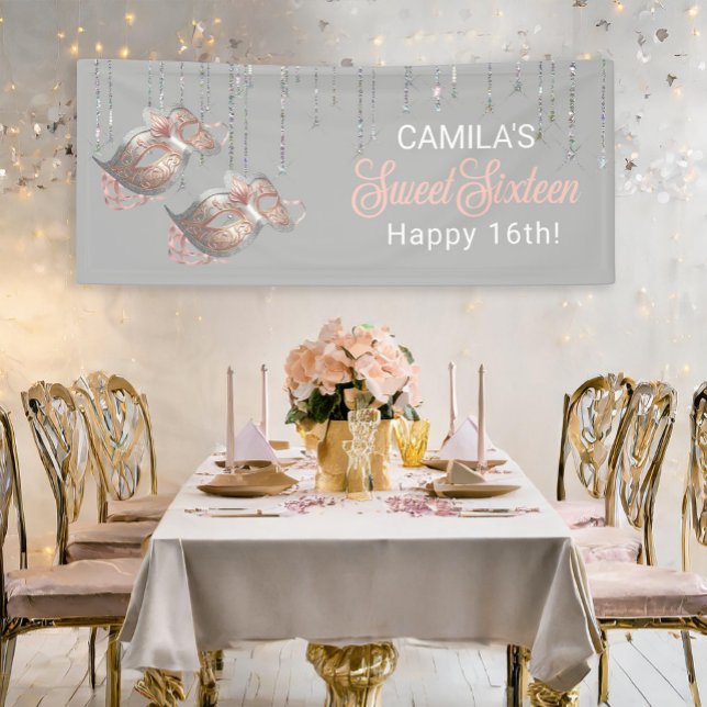 Banderoles Masquerade Masque Sweet 16 Rose Gold ID1032 (Créateur téléchargé)