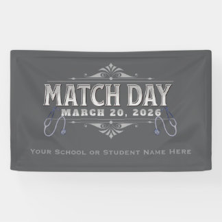 Banderoles Match Day 2026 Party Elegant Gray Stethoscope